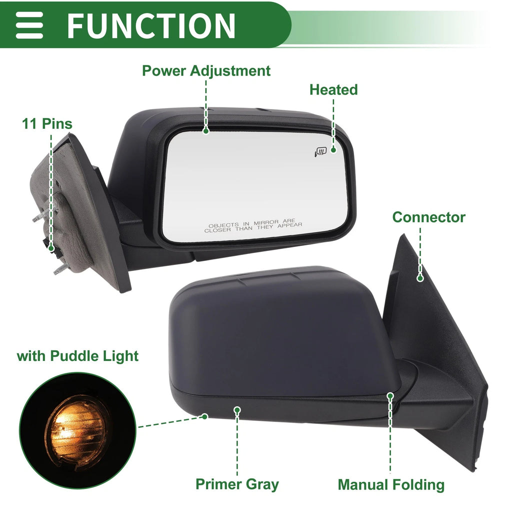 11 Pins Right Driver Side Door Mirror for Ford Edge (2007–2011)