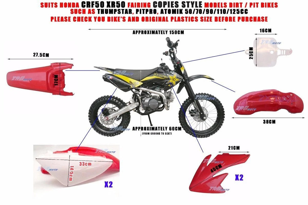 Plastics Kit for Honda/Thumpstar/Atomik/Pitpro 50-125CC (CRF 50)