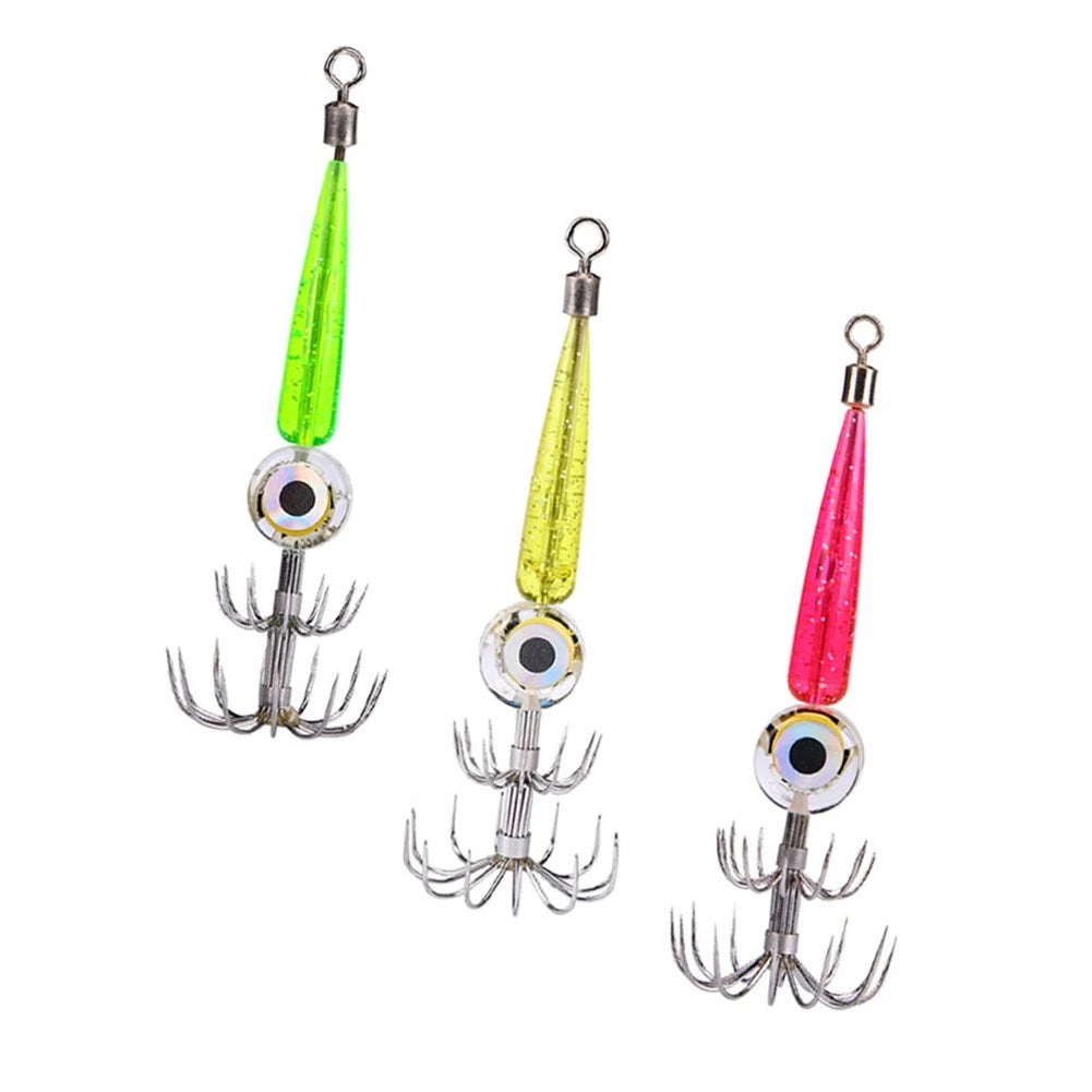 3-Pack Fishing Lures with 360° Rotating Ring and LED