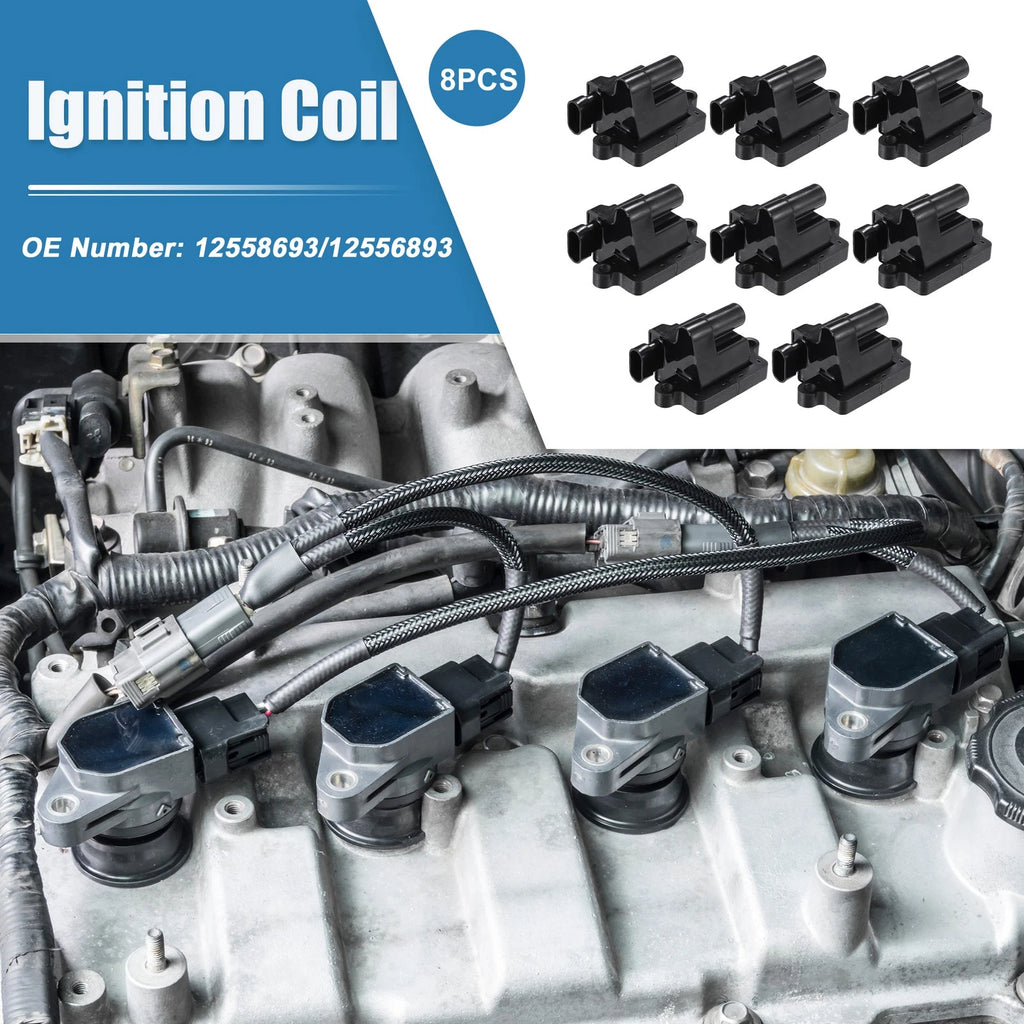 Ignition Coils Square 8 Pack Replacement for Chevy Silverado Avalanche (2009–2013)