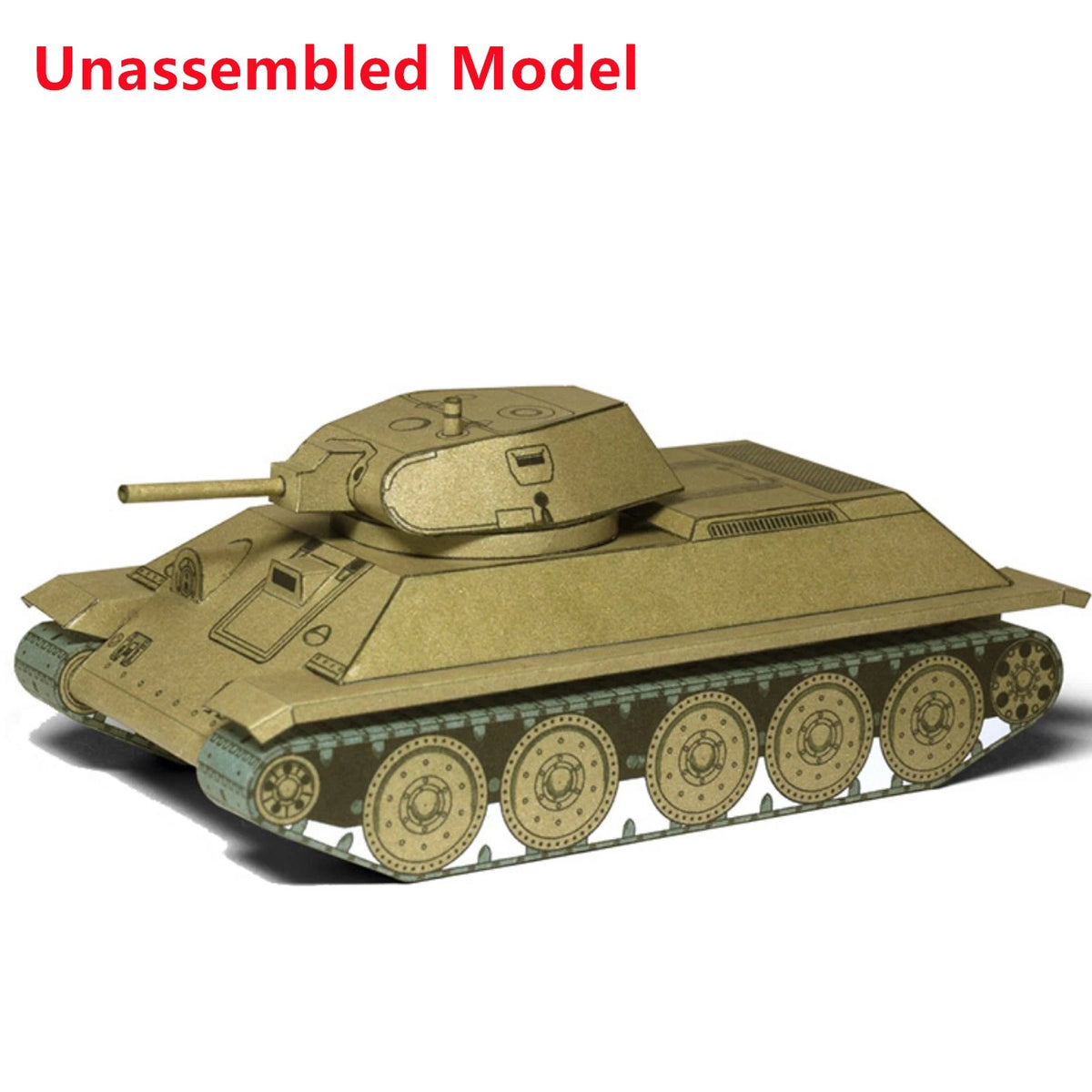T-34 Medium Tank Paper Model 1:50 Unassembled DIY Model
