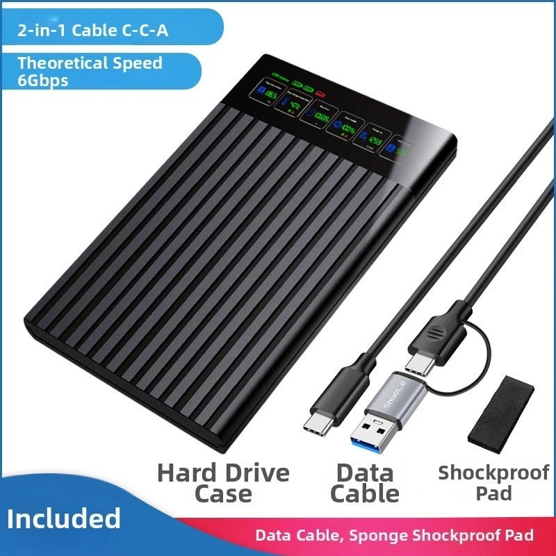 USB 32 Aluminum HDD SSD Enclosure with Real Time LED Display
