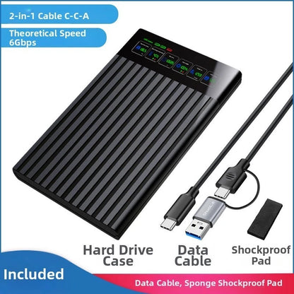 USB 32 Aluminum HDD SSD Enclosure with Real Time LED Display
