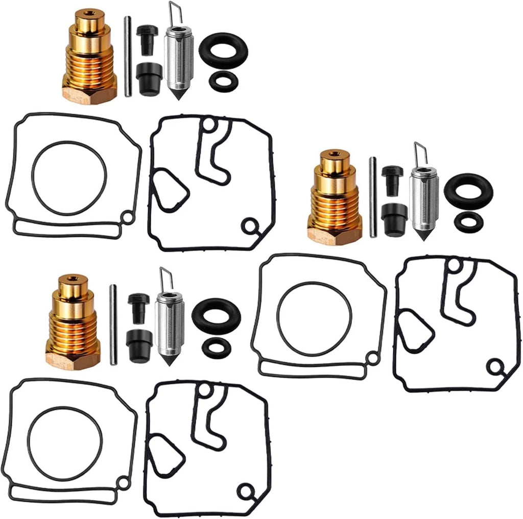 Set of 3 Carburetor Rebuild Kits for Yamaha 75 80 90 HP 2-Stroke (1975–1990) 6H1-W0093-10-00