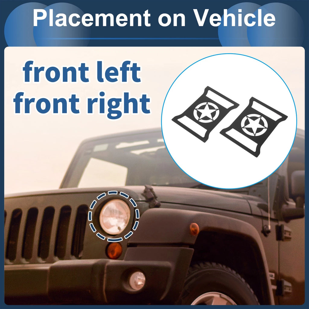 1 Pair Headlight Trim Bezel for Jeep Wrangler (2007–2018) Black