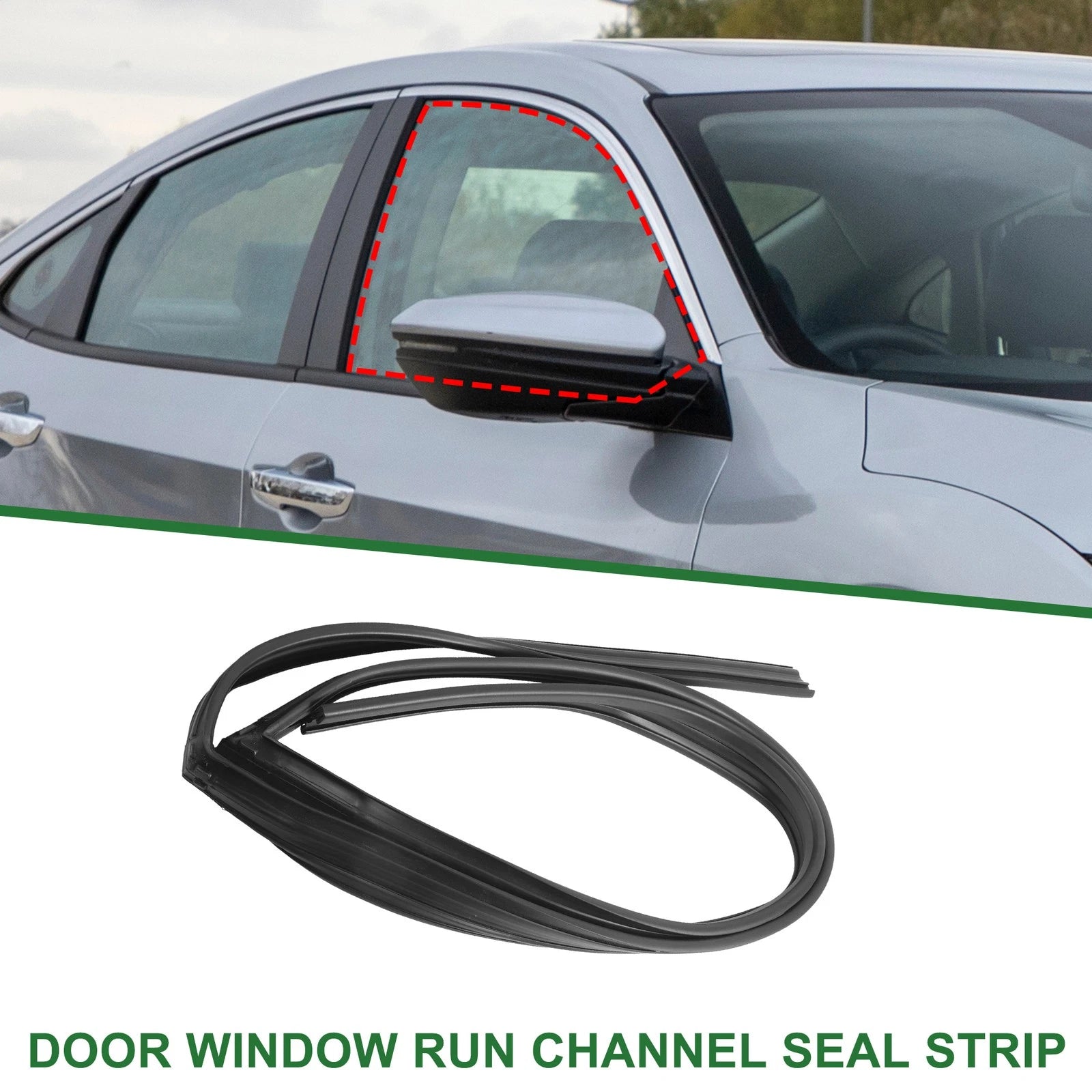 Front Left Door Window Run Channel Seal Strip for Honda Civic (2001–2005)