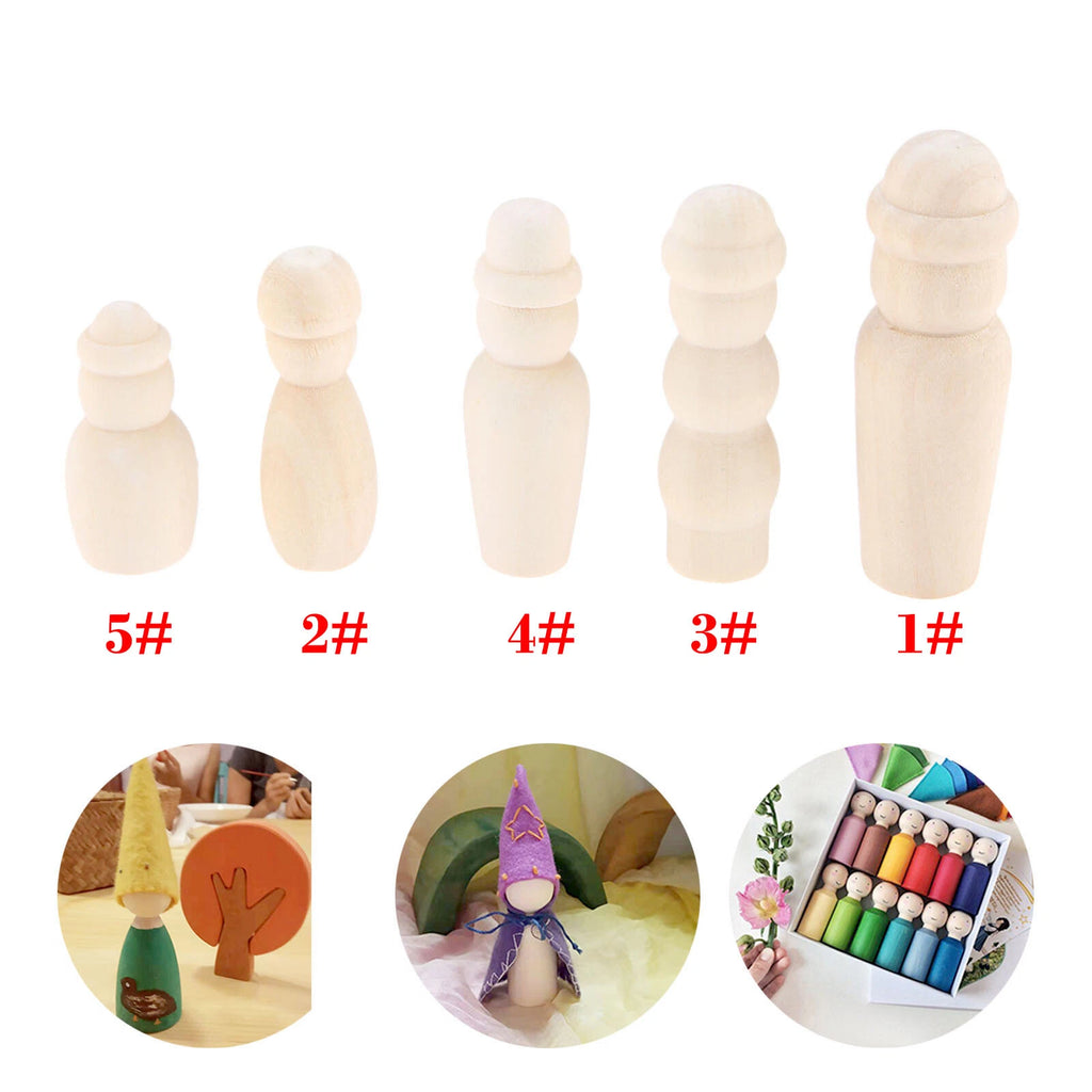 5pcs Wooden Peg Dolls Figures for DIY Crafts Home Decor