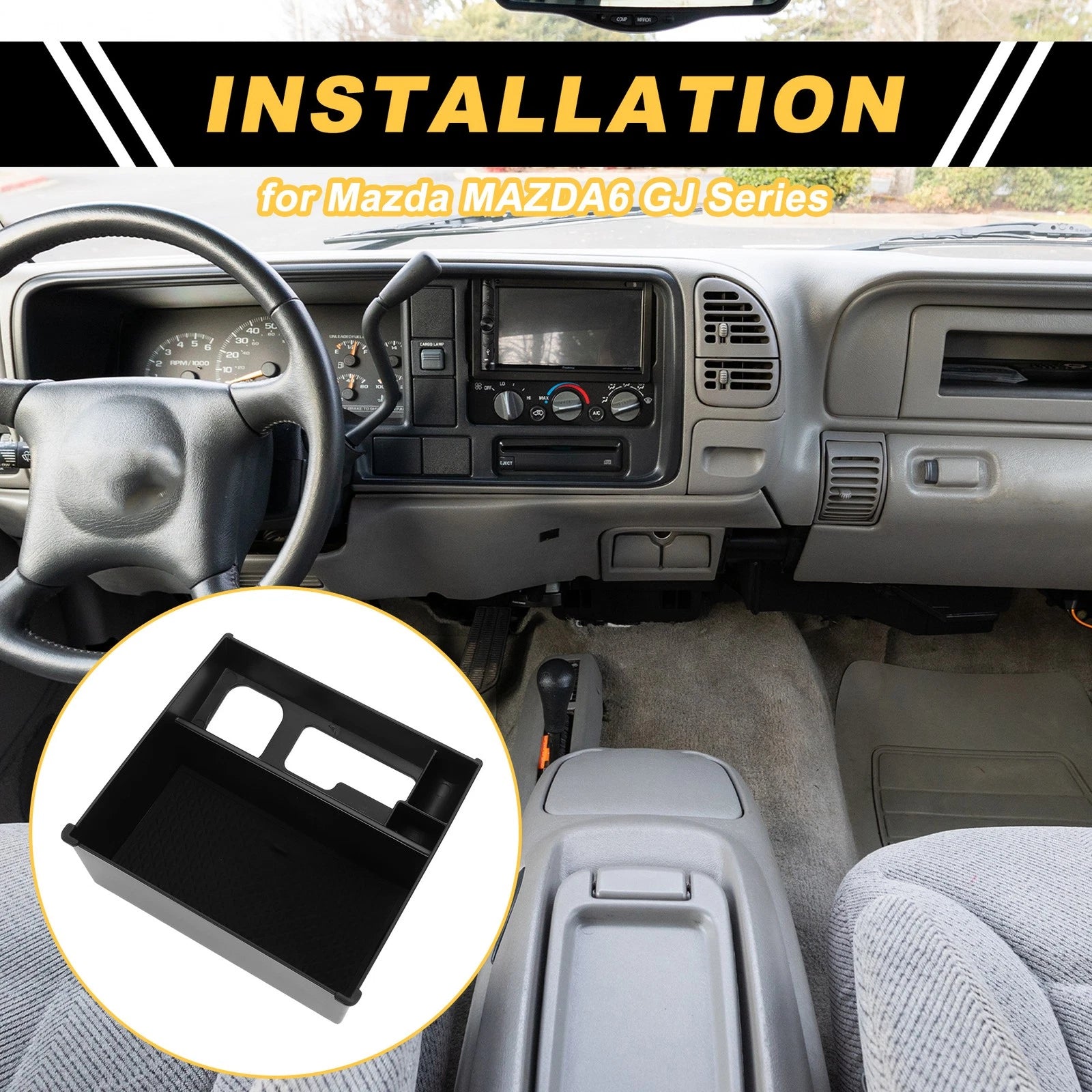 Center Console Armrest Organizer Tray for Mazda 6 GJ (2010–2018) ABS Black