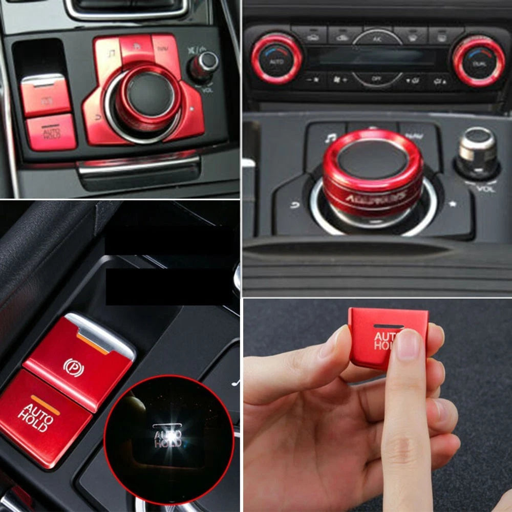 2X Brake Button Cover Trims for Mazda 3 6 CX-5 (2014–2023) Red