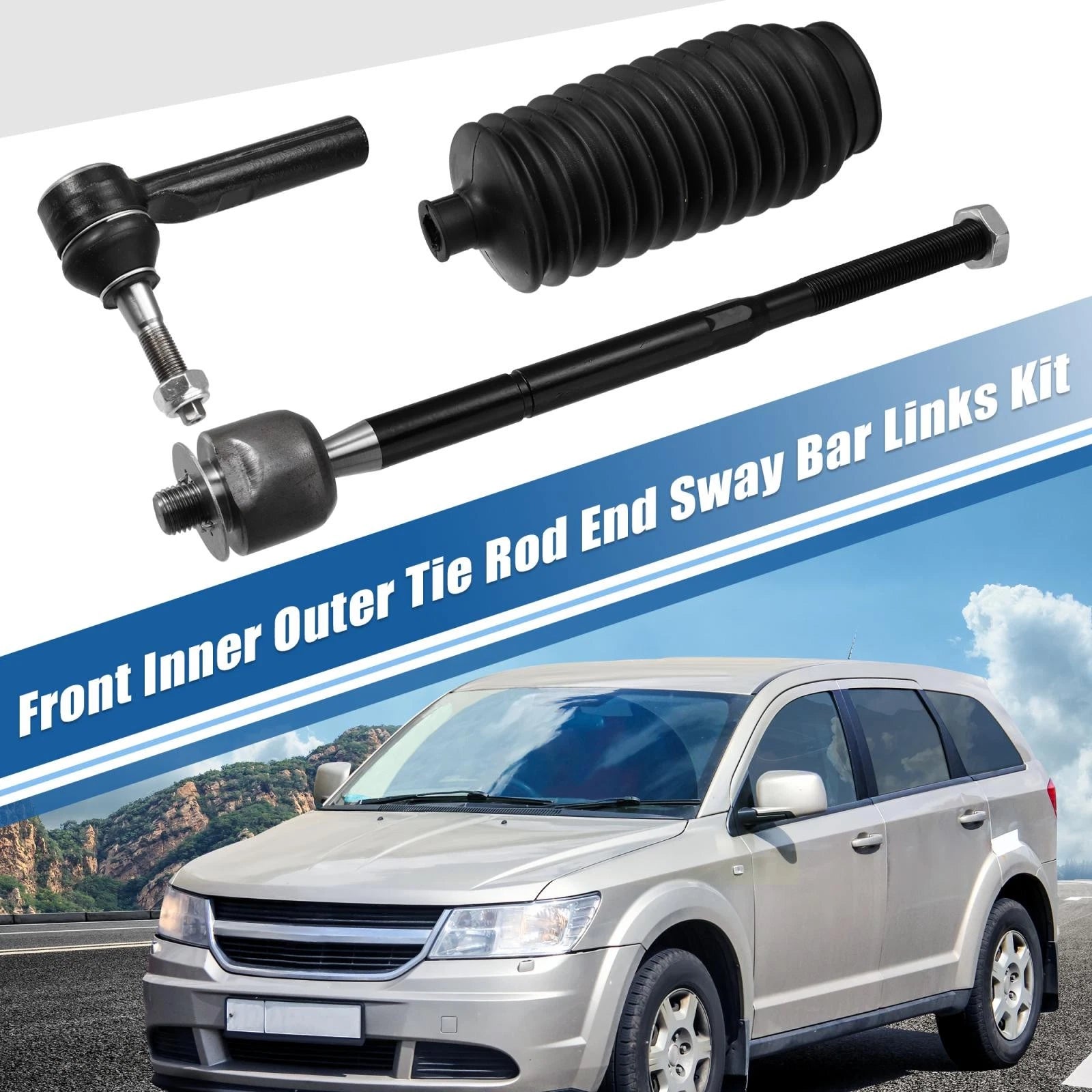 6pcs Inner Outer Tie Rod End Links Boot Kit for Dodge Caliber (2007–2012)