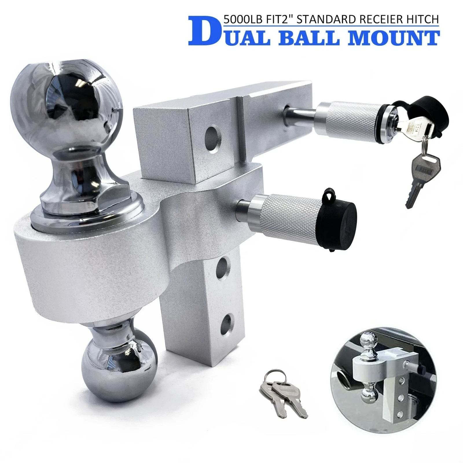 2" Adjustable Trailer Receiver Hitch for Truck RV (6" Drop)