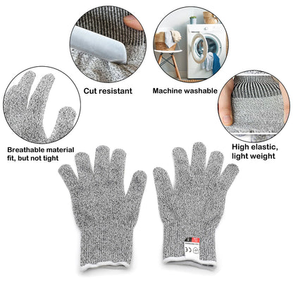 Cut-Resistant Stretch Gloves for Kids (6-8 Years) Level 5 Protection - 6 Pair