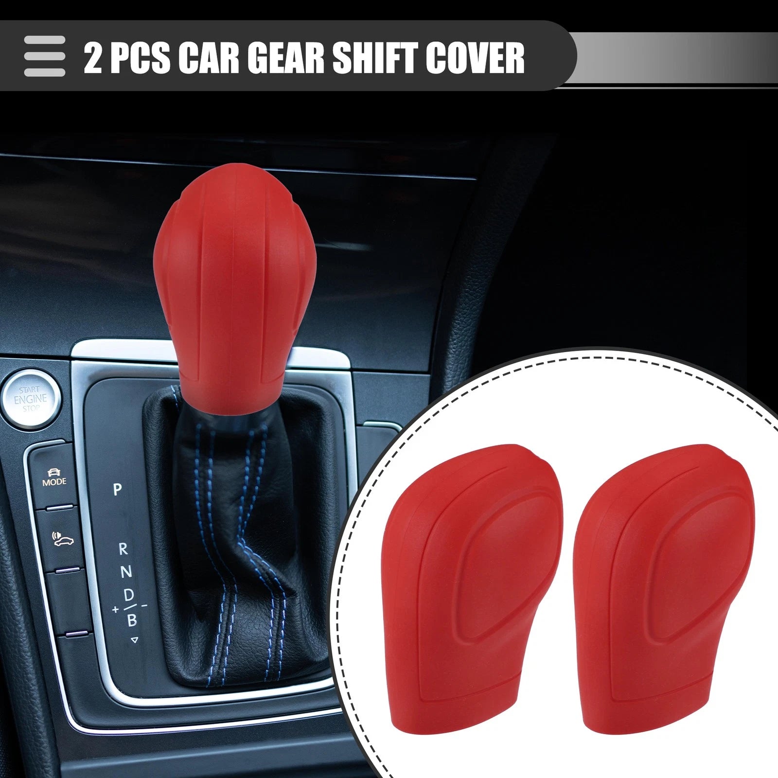 Set of 2 Universal Silicone Gear Shift Covers - Red