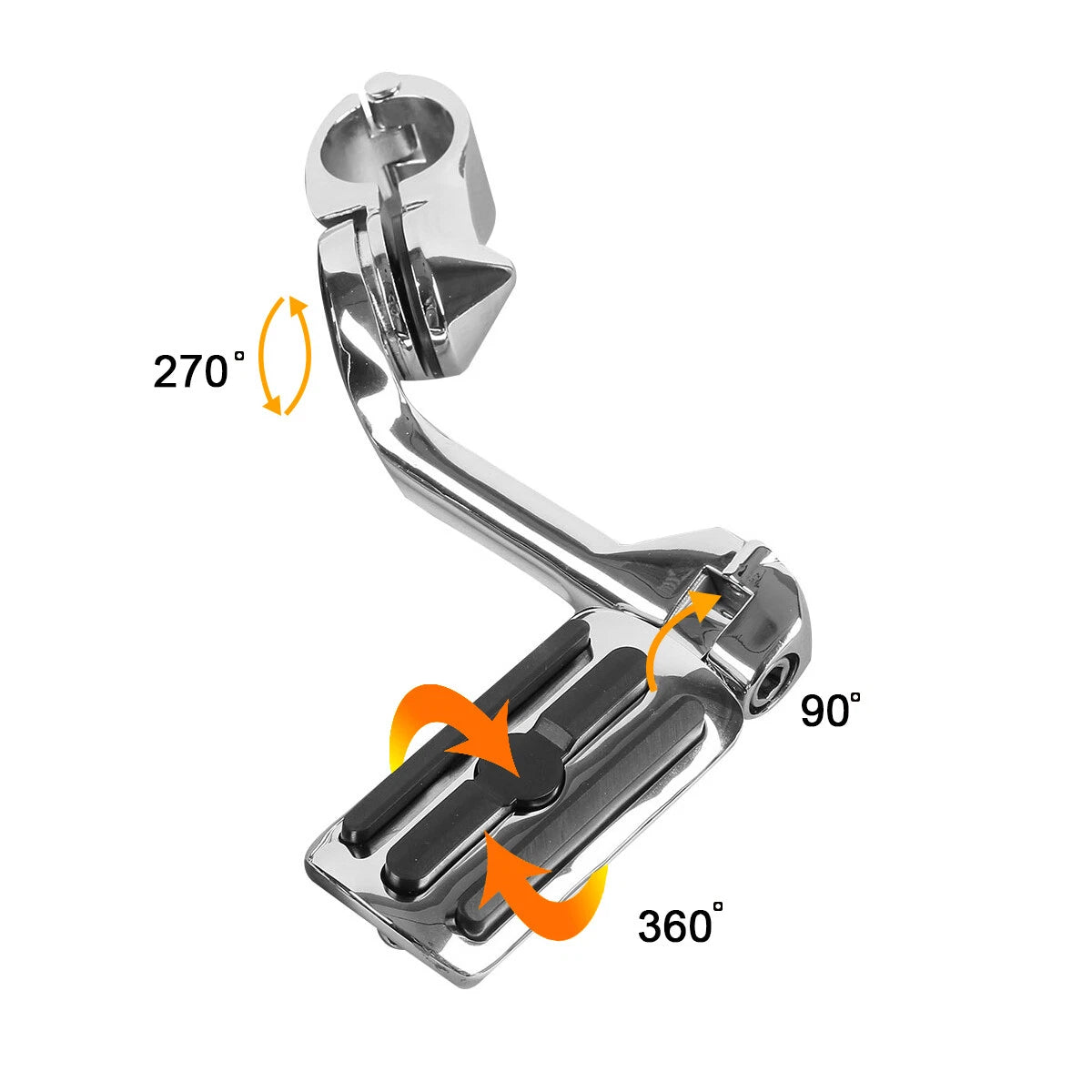 1.25" Long Angled Adjustable Highway Foot Pegs Mount Kit for Harley