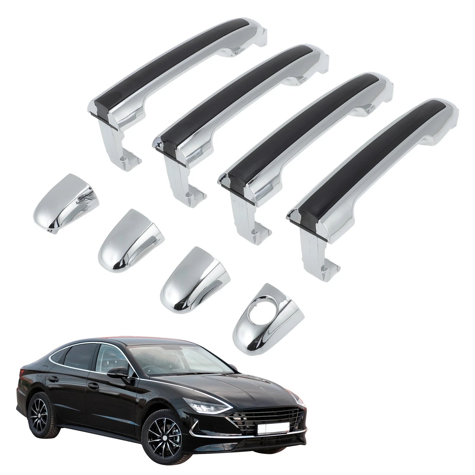 Exterior Door Handle Set 4Pcs Replacement for Hyundai Sonata (2005–2010)