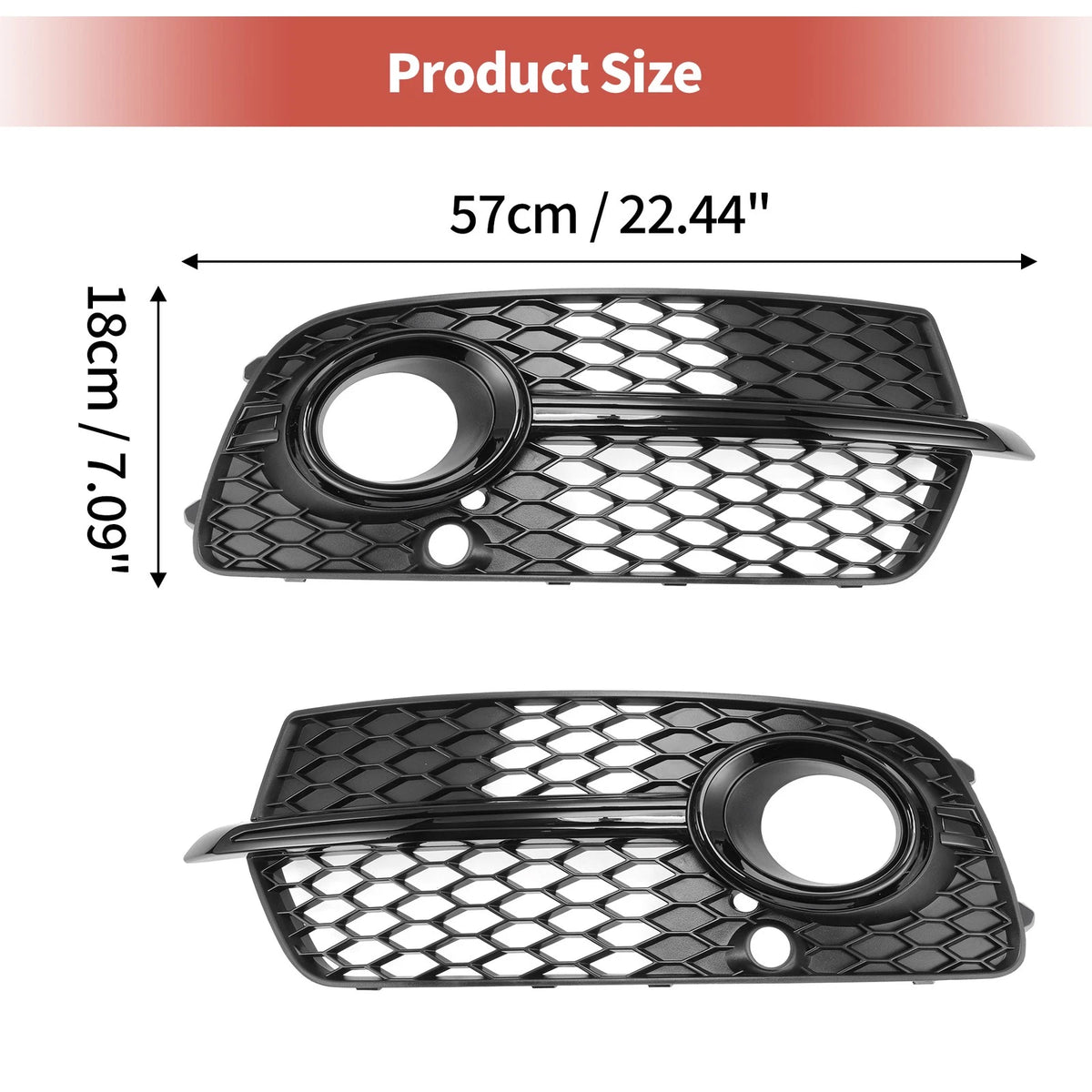1 Pair Front Fog Light Grill for Audi Q5 S-Line (2009–2017) No. 8R0807681S/8R0807682N