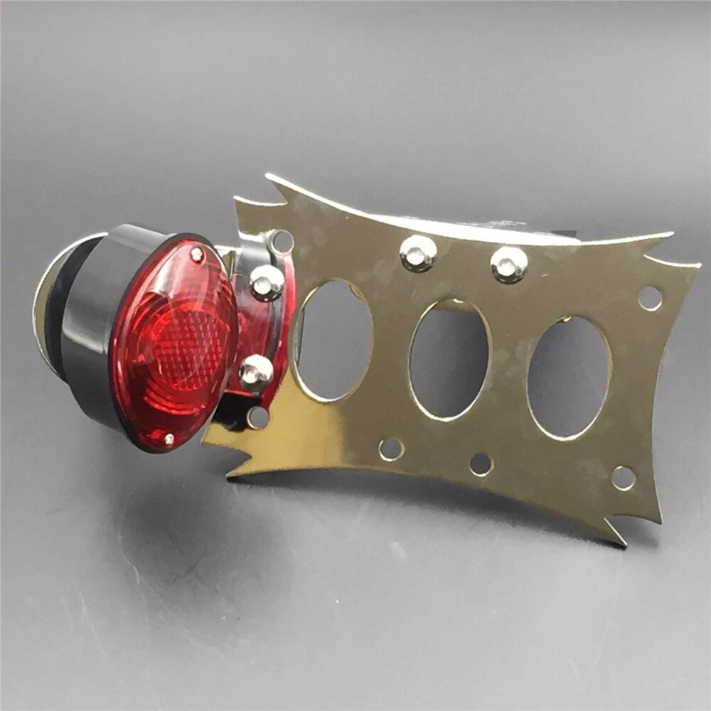 Chrome License Bracket & Black Oval Tail Light for Harley Touring (2014–2023)