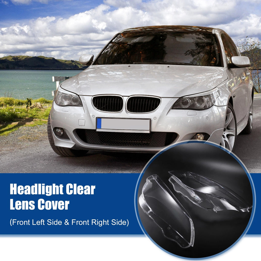 Headlight Clear Lens Cover Pair for BMW 5 Series E60 (2004–2007)