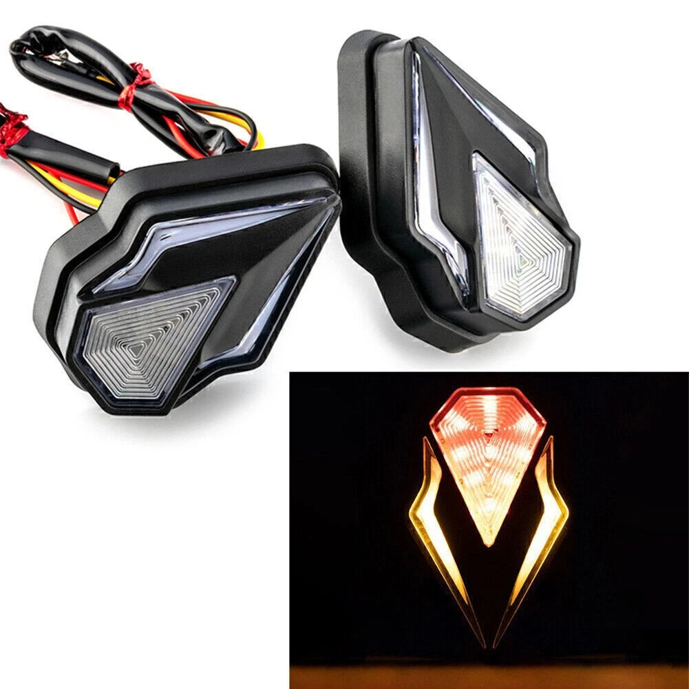 2X Flush Mount LED DRL Turn Signal Indicator Amber Red Light for Motorcycle