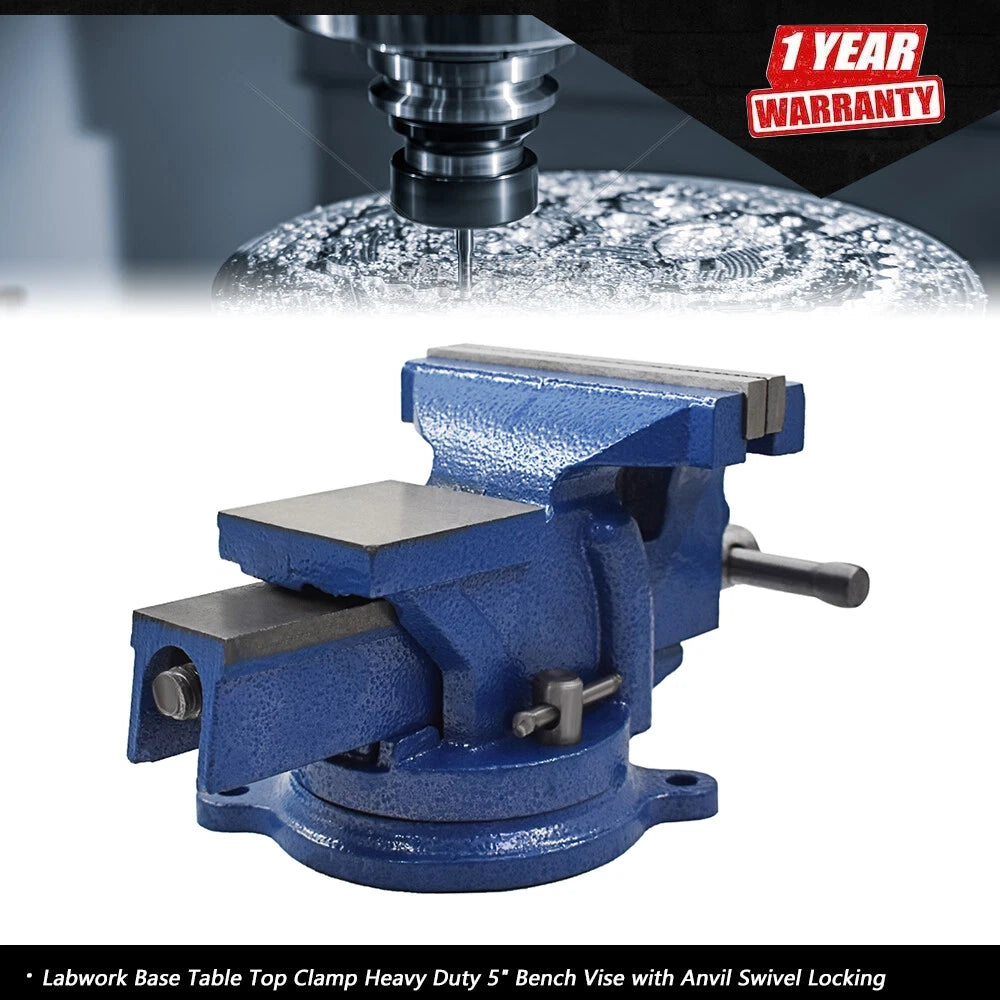 5" Heavy Duty Base Table Top Clamp Vise with Anvil for Bench Use