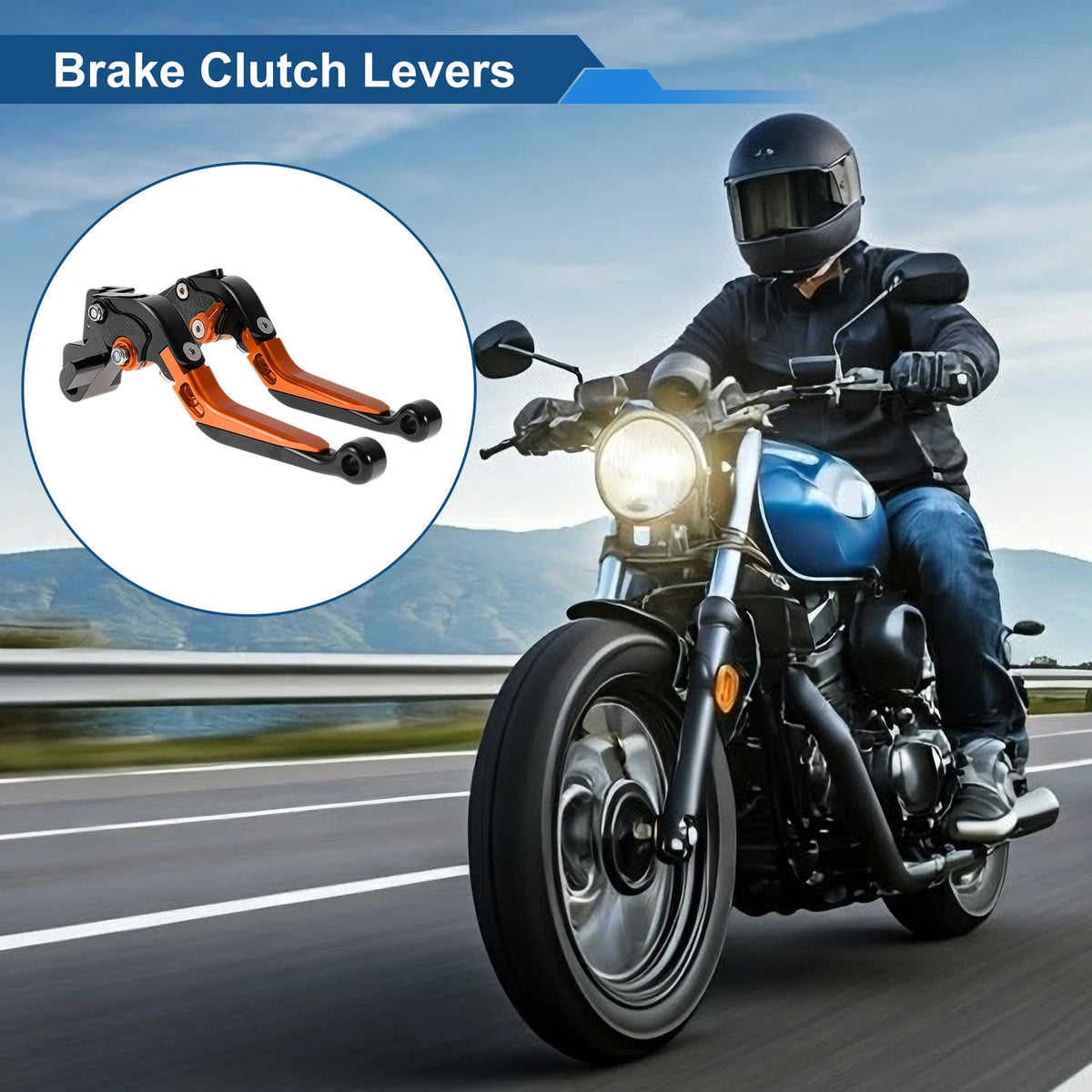 Adjustable Brake Clutch Levers for Kawasaki ER-5 (2005–2006) Black Orange