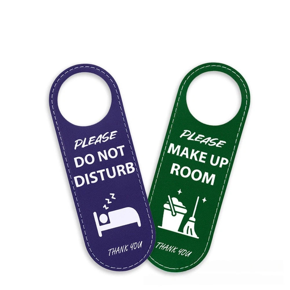 Do Not Disturb PU Leather Door Sign for Hotel Guests (Double Sided)