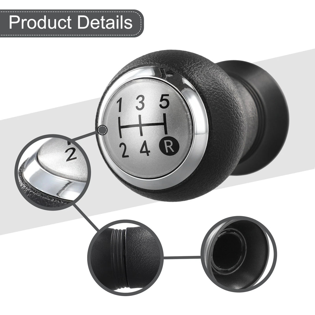 5 Speed Gear Knob for - Black + Chrome