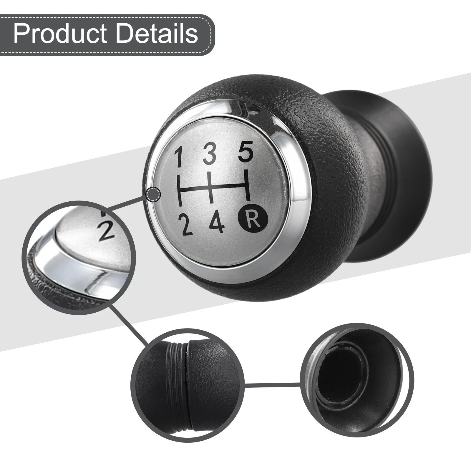 5 Speed Gear Knob for - Black + Chrome