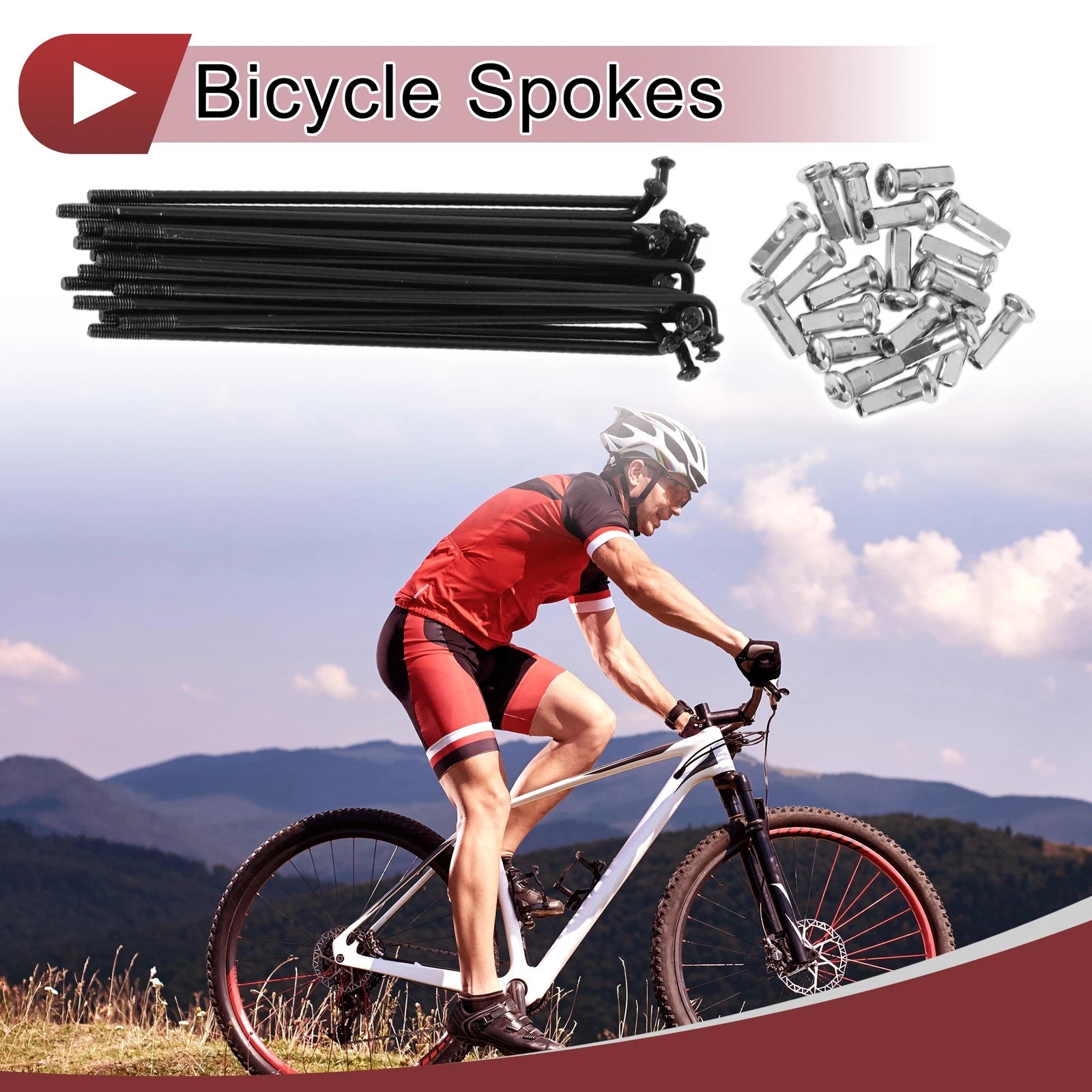 Bicycle Spokes Replacement Set 100mm 304 Stainless Steel for 26in Wheels (20–)