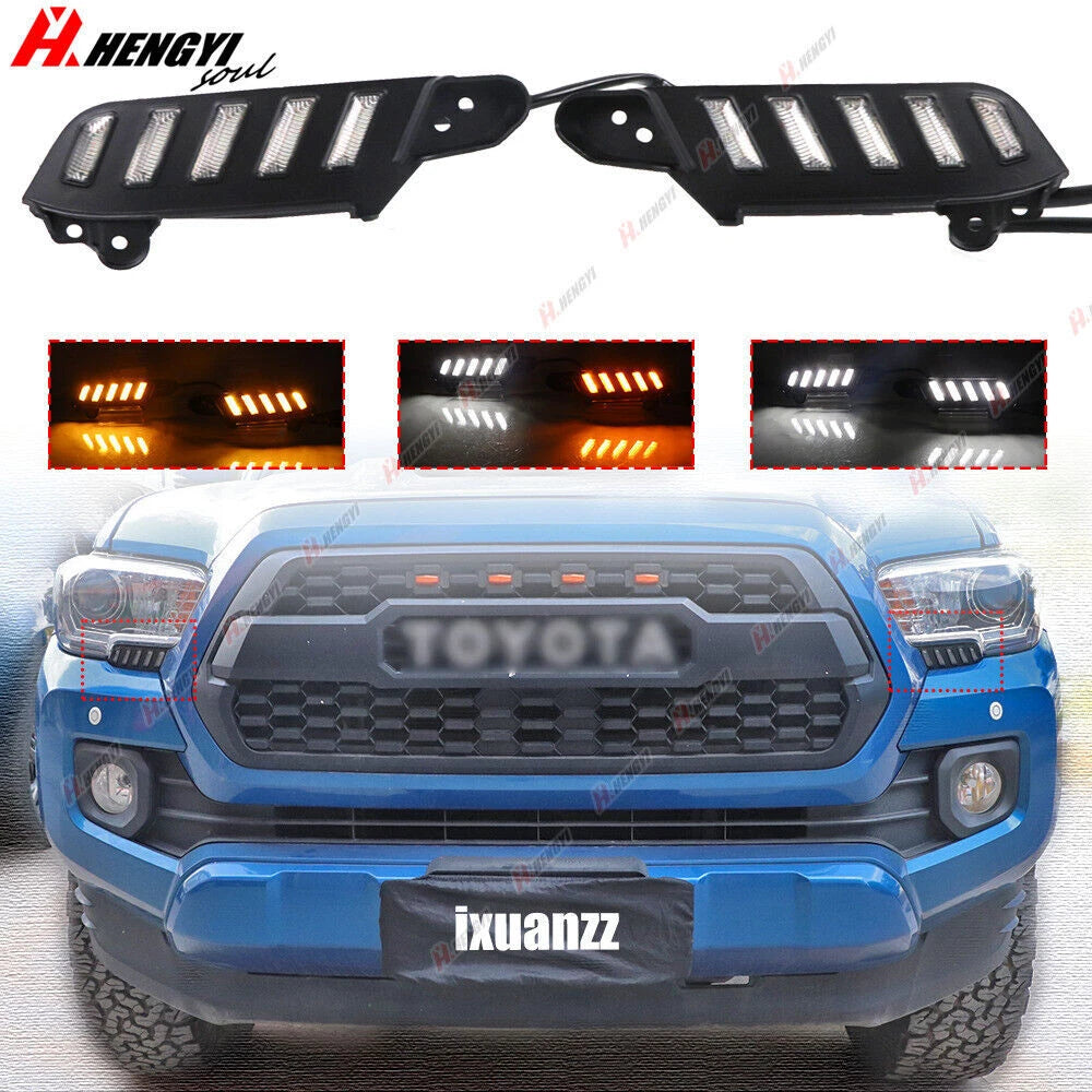 2X LED DRL Daytime Running Light Headlight with Blinker for Toyota Tacoma (2016–2022)
