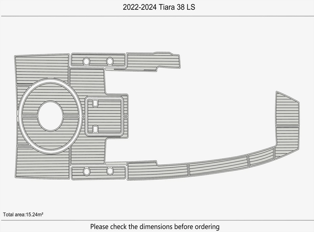 EVA Pads for Tiara 38 LS (2023) - Swim Platform Cockpit Teak Deck Flooring Mat