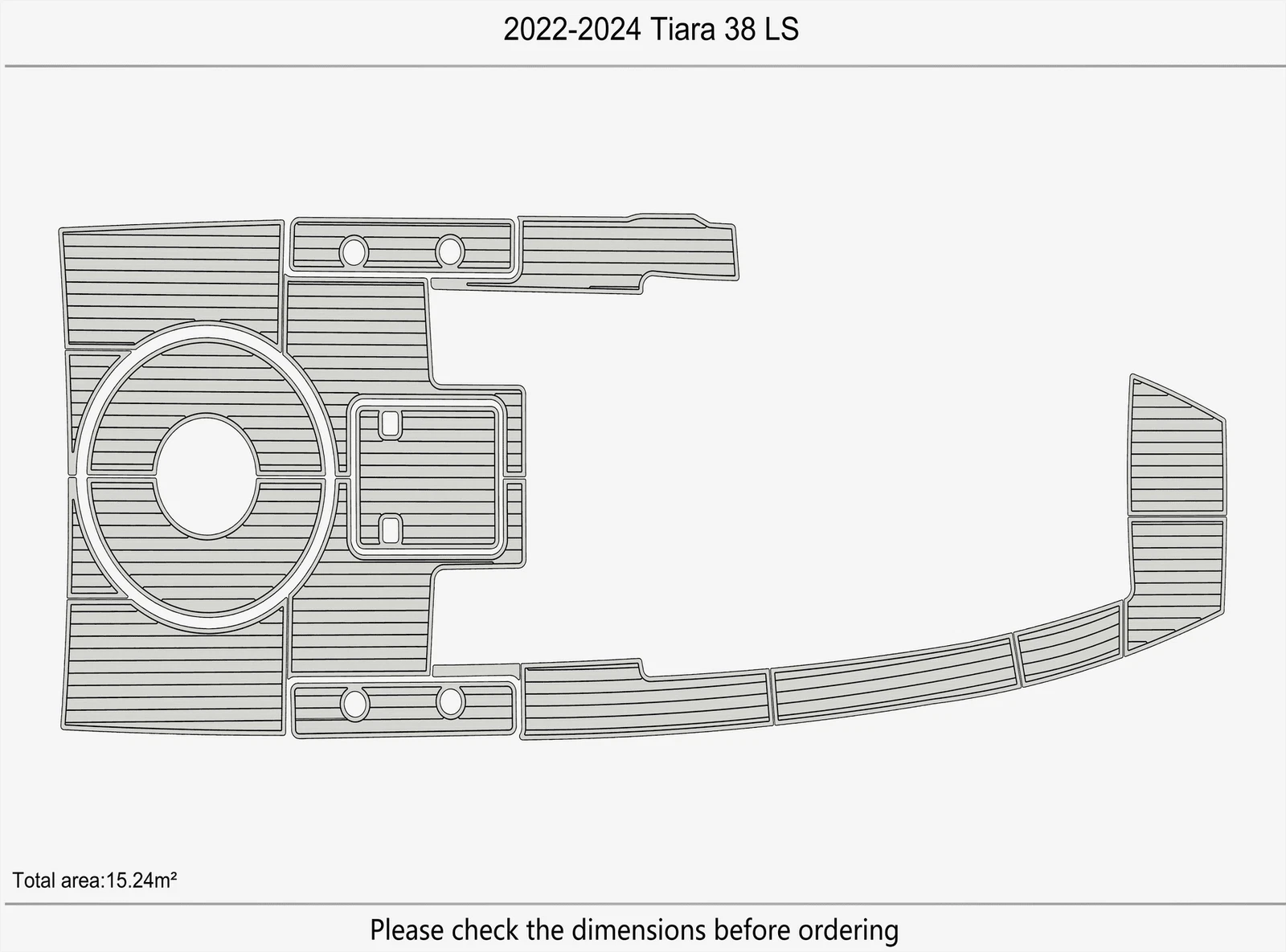 EVA Pads for Tiara 38 LS (2023) - Swim Platform Cockpit Teak Deck Flooring Mat