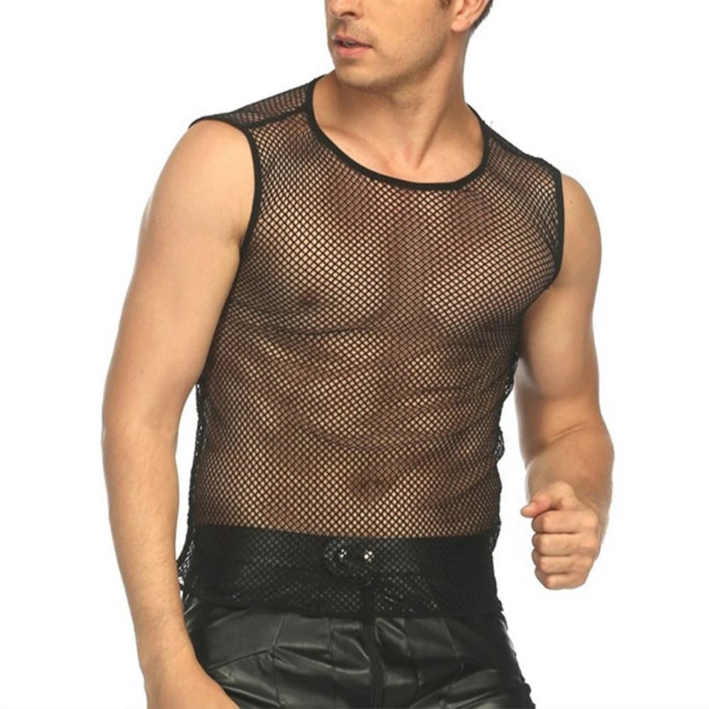 Set of 4 Fishnet String Vests for Men