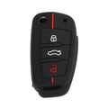 Silicone Key Case Black Red for Audi A1 A3 A4 3 Buttons (2013–2020)