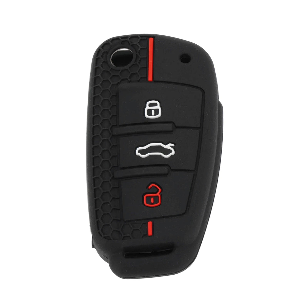 Silicone Key Case Black Red for Audi A1 A3 A4 3 Buttons (2013–2020)