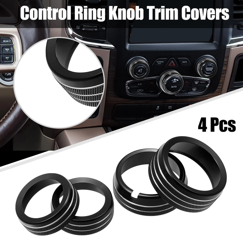AC Switch Knob Cover Ring Trim Fit for Dodge Ram 1500 (2009–2018) Pack