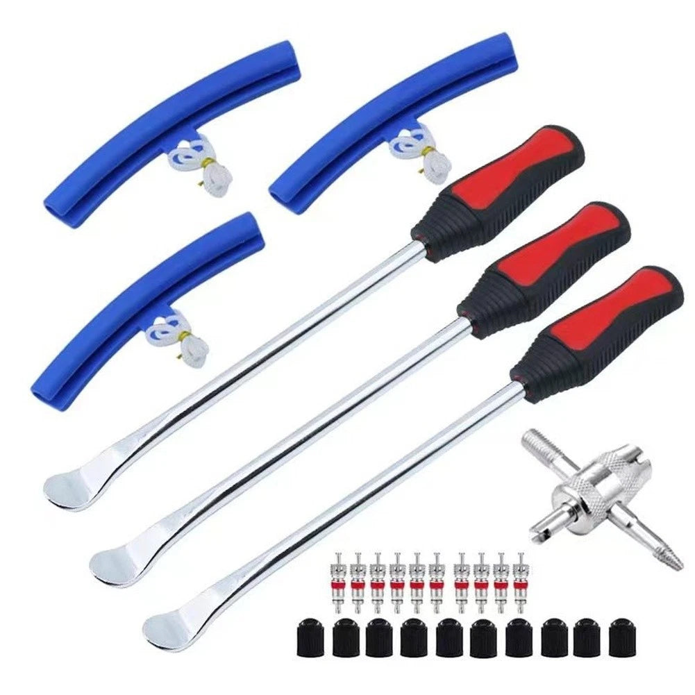31-Piece Motorcycle Tire Repair Tool Set - Tire Iron Pry Bar & Valve Stem