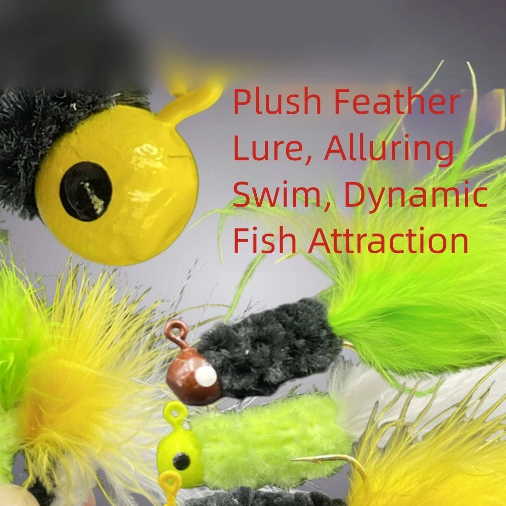 Fishing Lure Set with Feather Jig Head Hooks for Universal Use