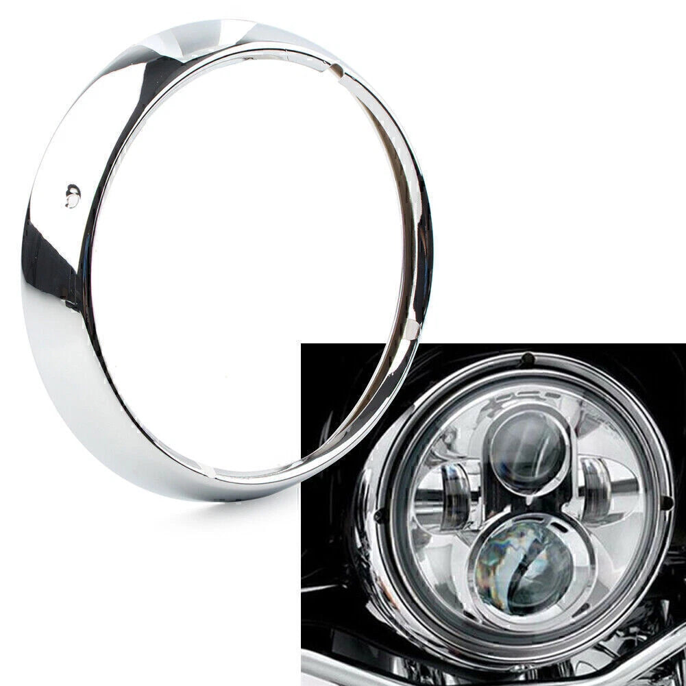 7" Headlamp Trim Ring Cover for Harley Touring Road King (Chrome)