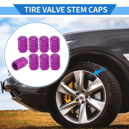 Tire Valve Stem Caps Replacement for Car SUV Bike RV 10x17mm 8pc Purple (10x17)