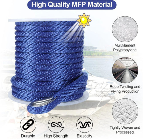 1/2" x 100 FT Braided Anchor Rope for Boat (MFP)