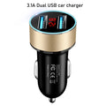 Universal 3.1A Dual USB Car Charger Cigarette Lighter Socket LED Display 12-24V
