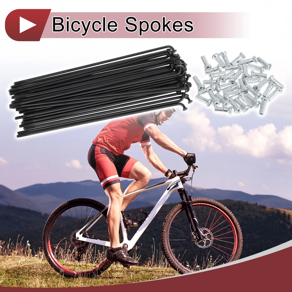 Bicycle Spokes Set 130mm Carbon Steel Black for 14G Wheel (Universal)