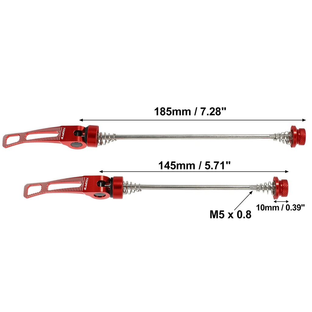 Quick Release Skewers Pair Front Rear for Bicycle Bike M5x0.8 (Red)