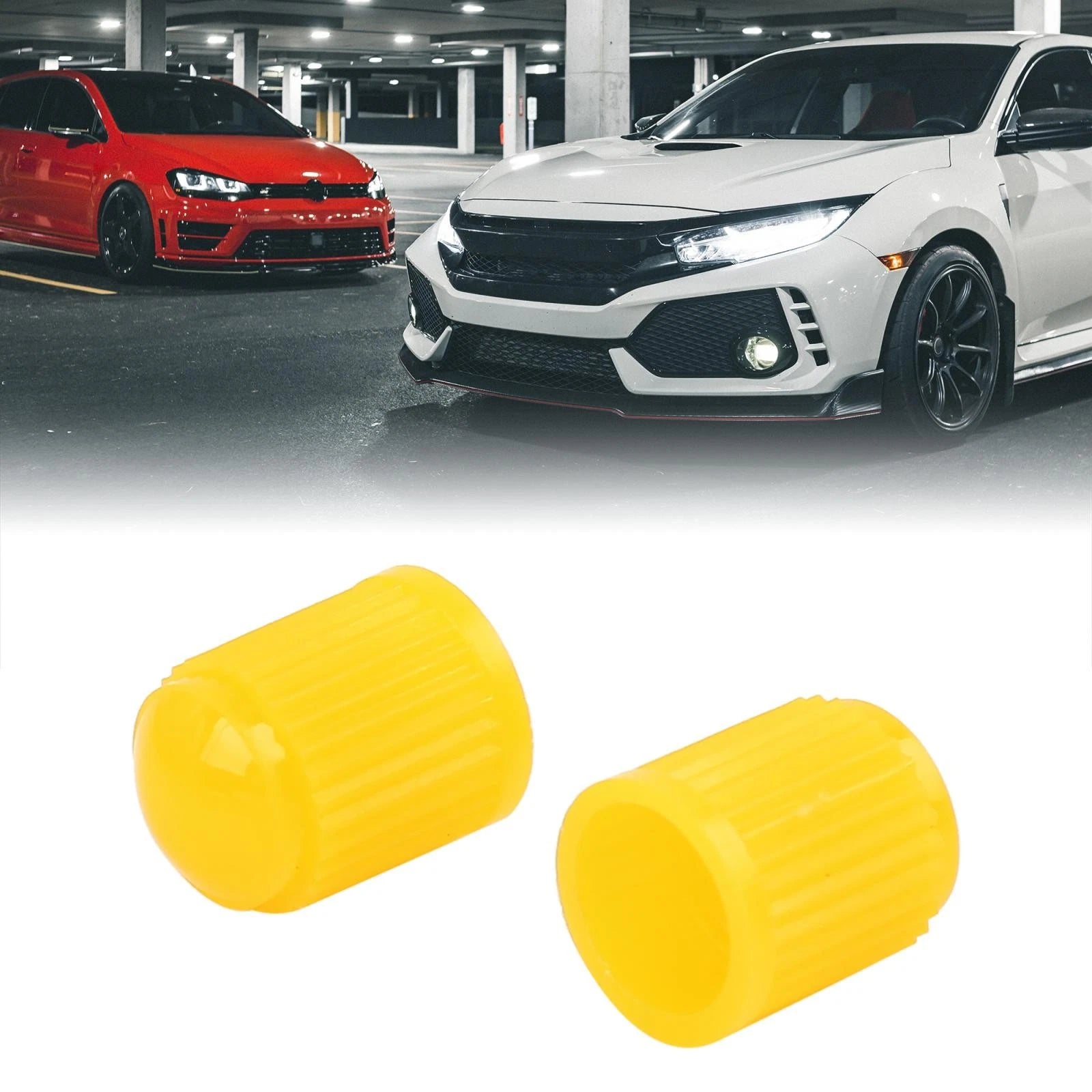Tire Valve Stem Caps Set Universal Yellow Plastic for Motorcycle Car Bike (8-Pack)