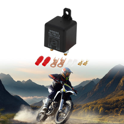 Set of 1 Auto Relay 2 Pins 12V 120A for Car (Waterproof, Black)
