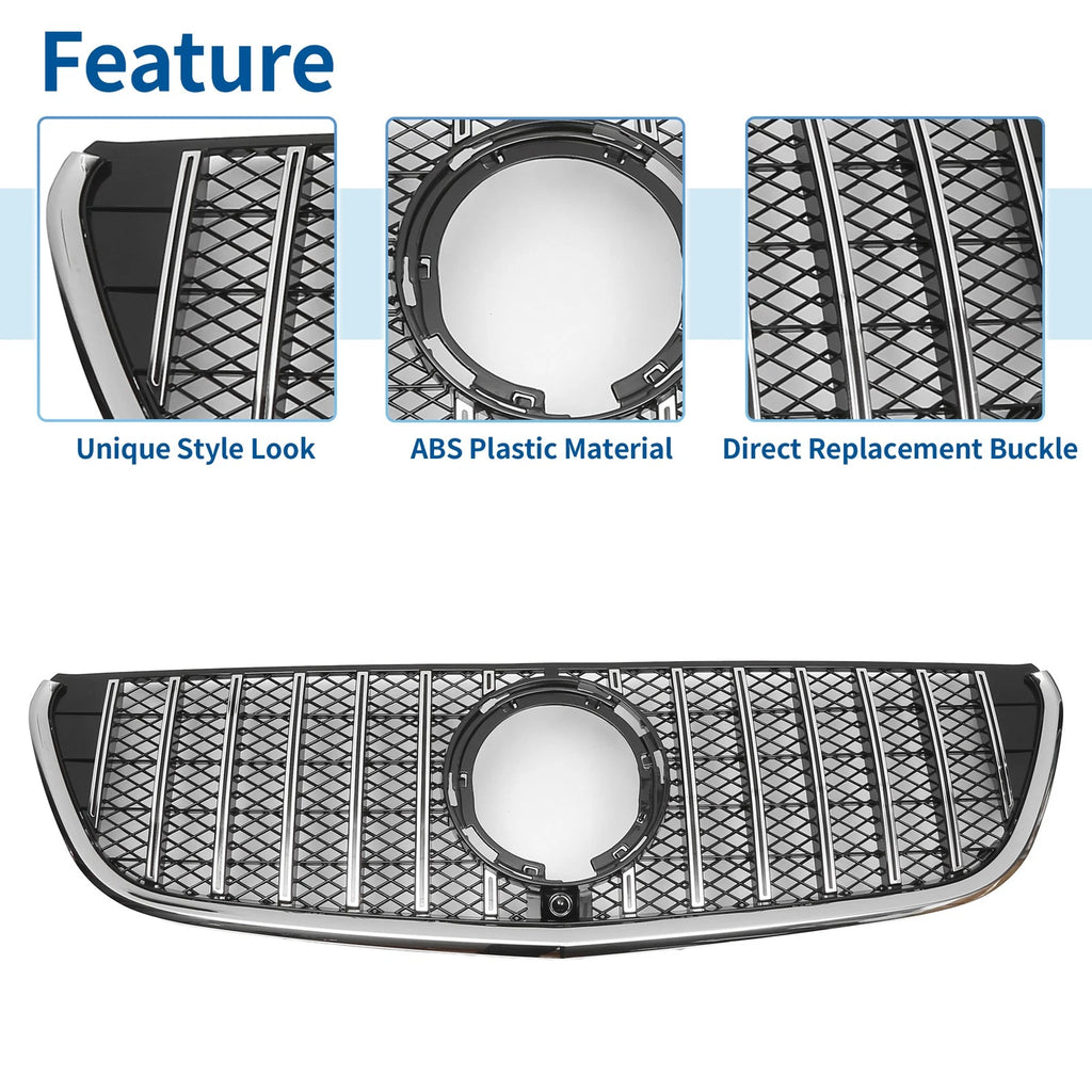 Front Upper Bumper Grille for Mercedes-Benz VITO-Class (2015–2023) Chrome