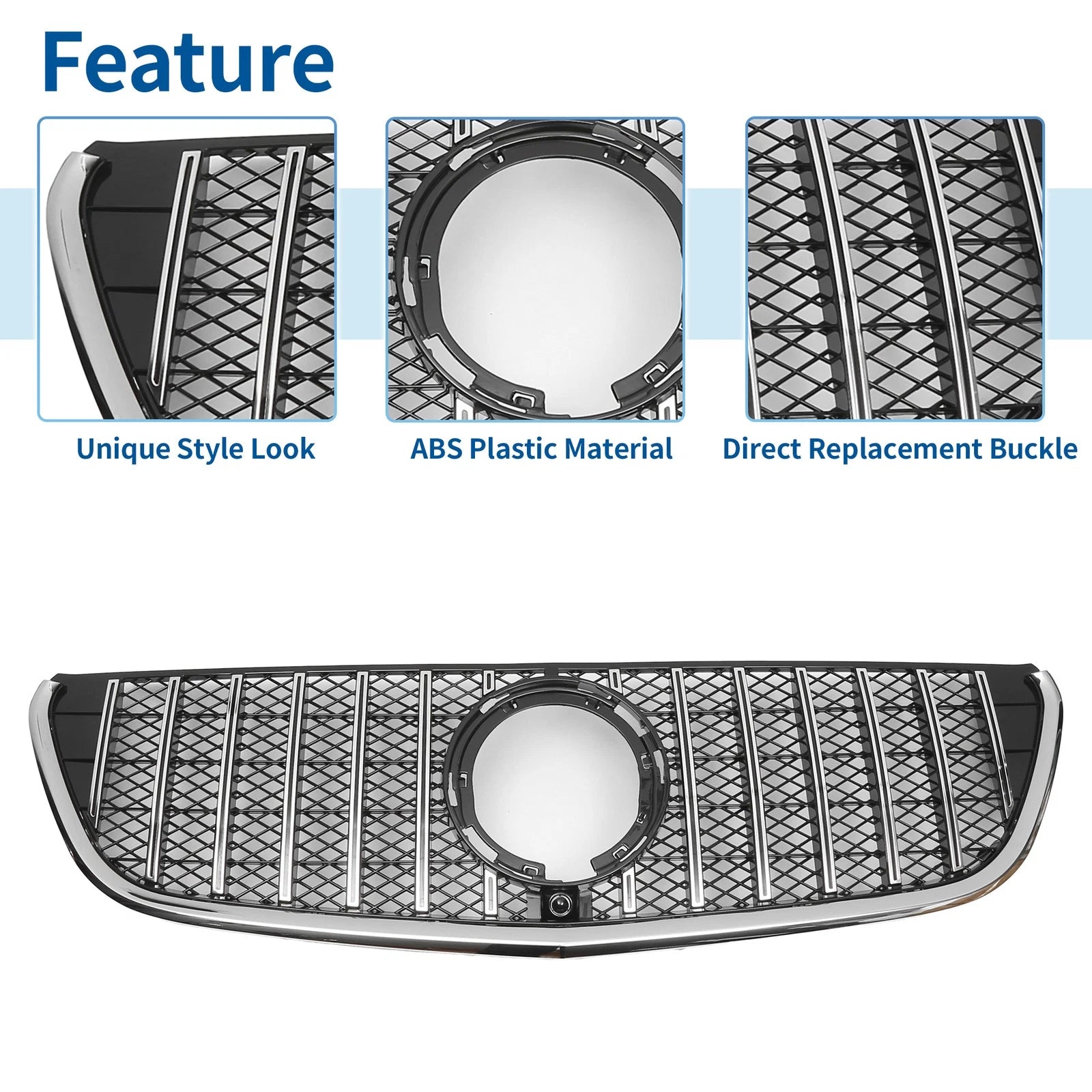 Front Upper Bumper Grille for Mercedes-Benz VITO-Class (2015–2023) Chrome