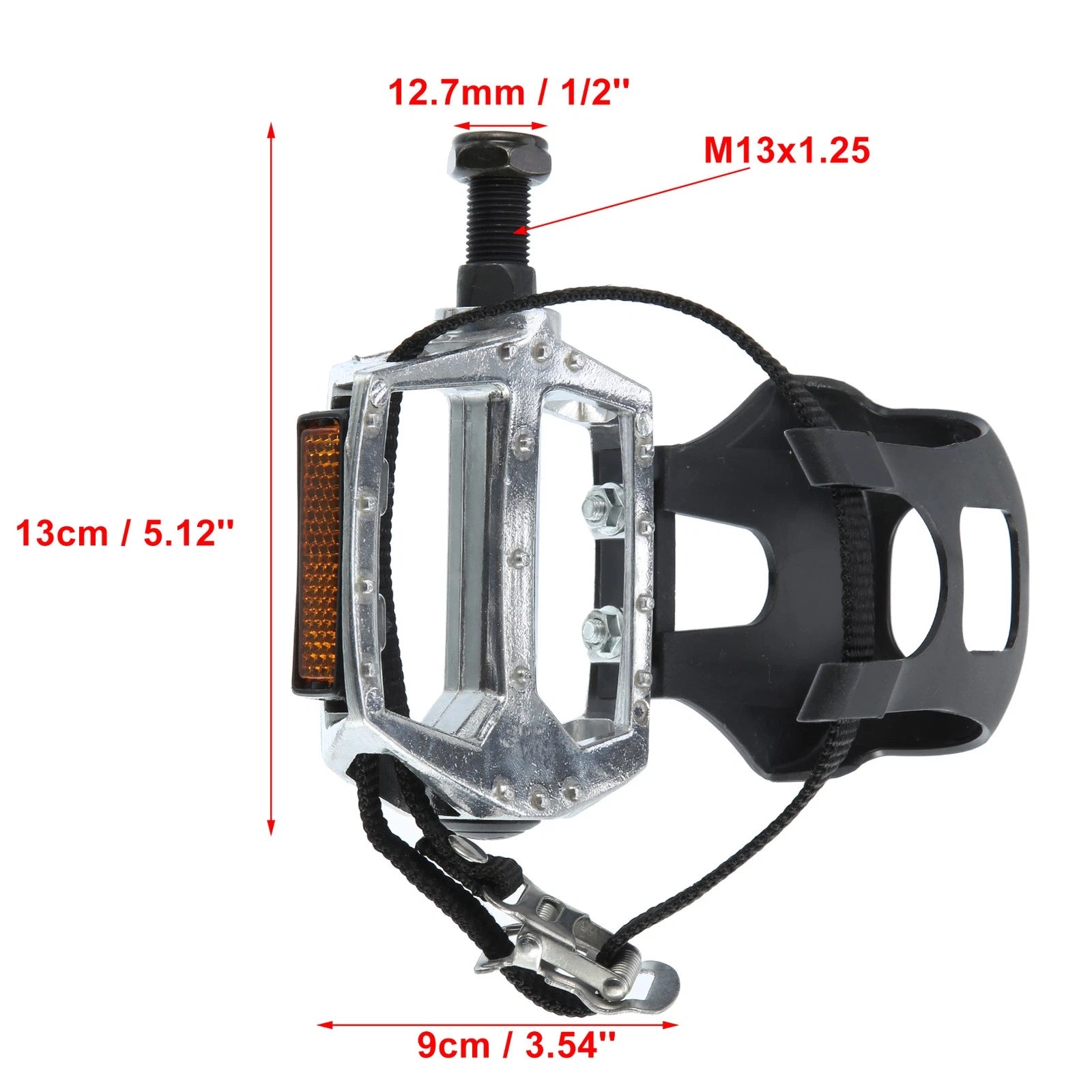 Bike Pedals Pair 1/2 Inch with Toe Clips for Universal (2000–2025)
