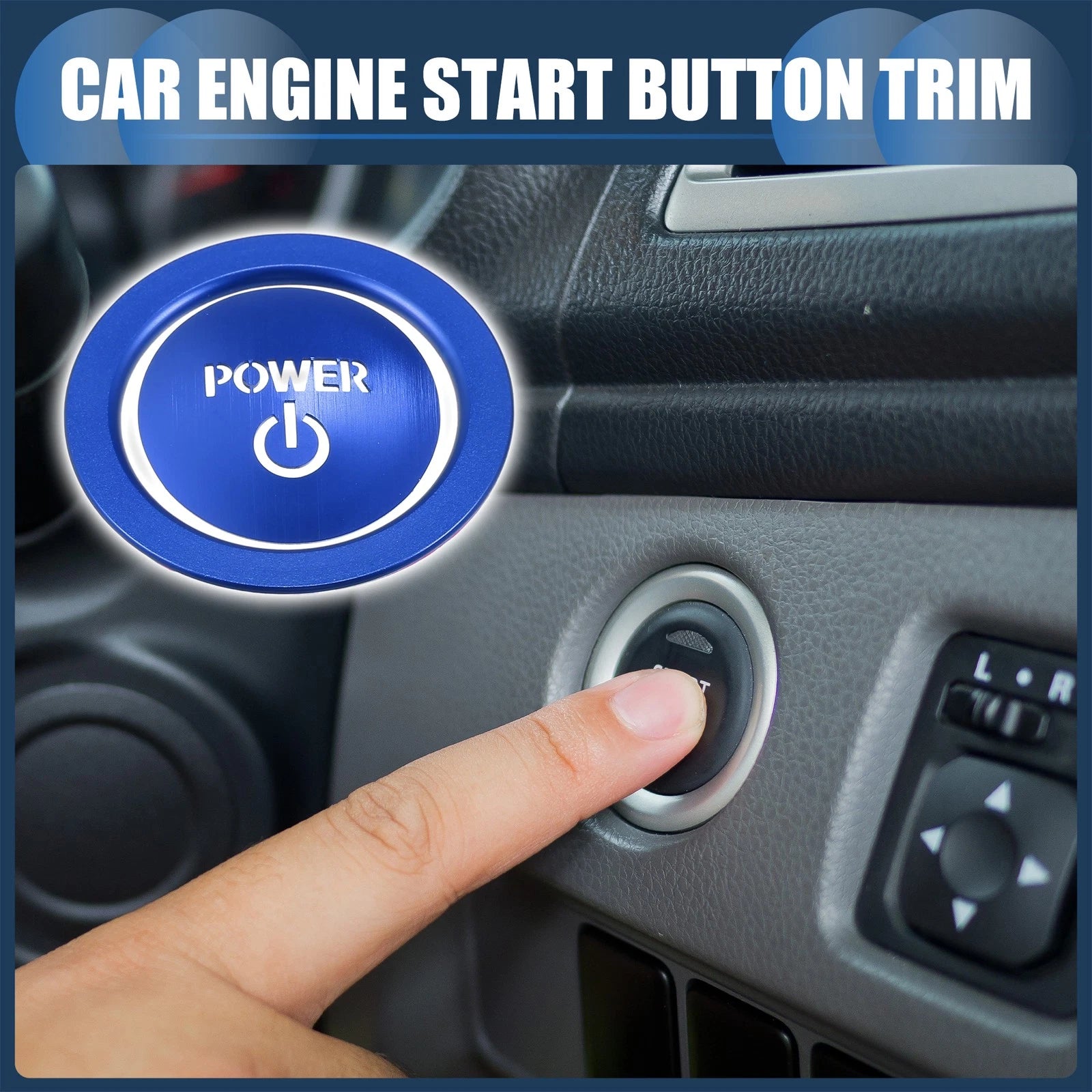 Engine Start Stop Button Cover Trim Replacement for Toyota Blue (2010–2018)